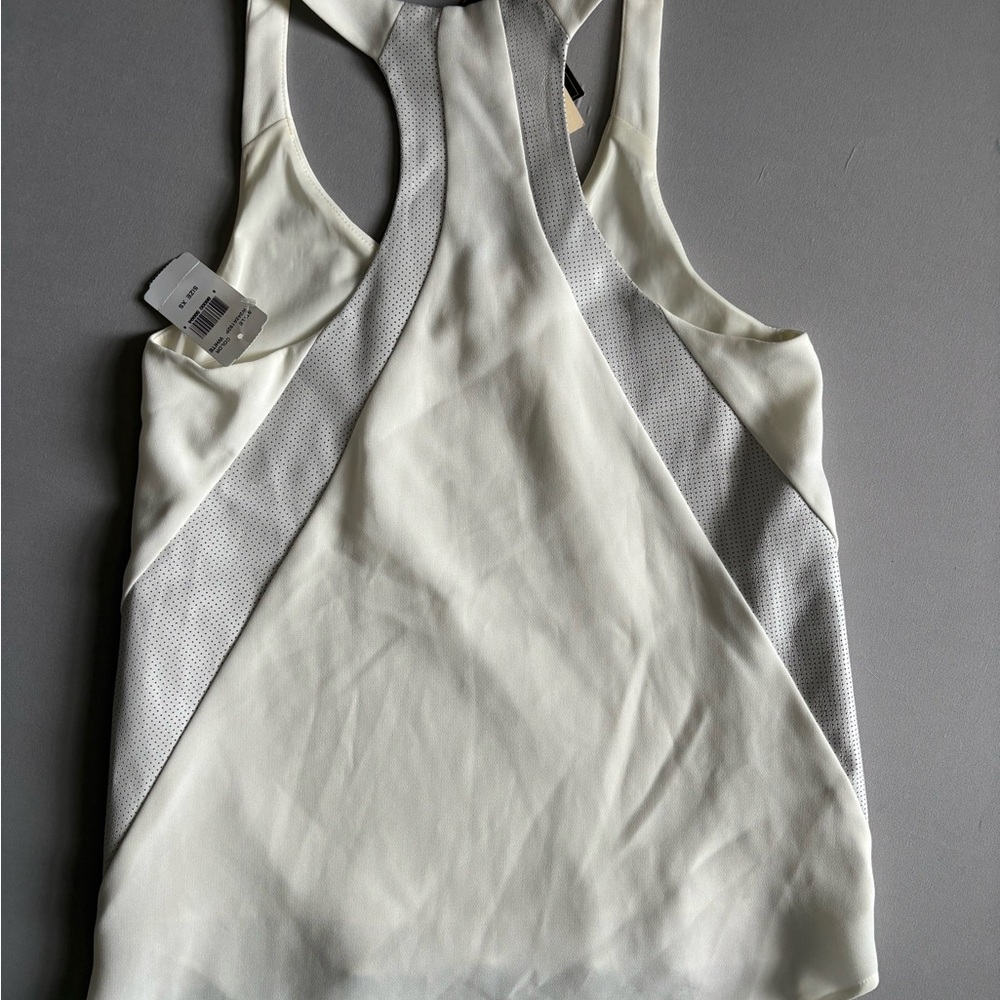 Rag & Bone Womens Chieftain Cream Leather Trim Racerback Tank Minimalist XS NWT - Picture 10 of 11